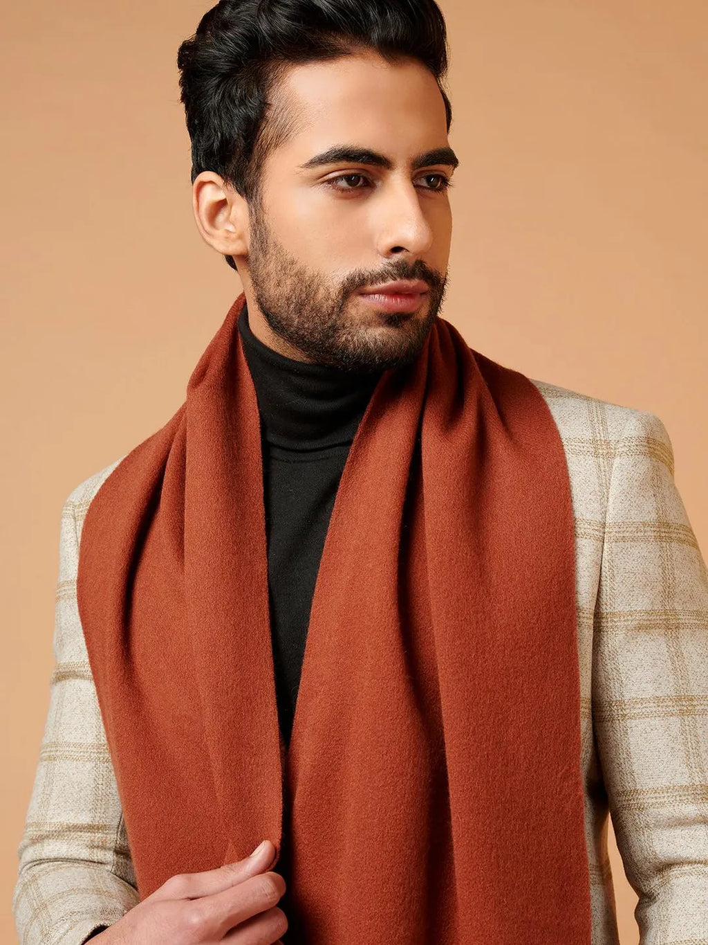 Classic Muffler with Dobby Pattern in Brown