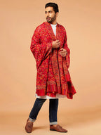 Classic Shawl Wool Blend with Kaani Pattern in Red