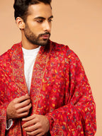 Classic Shawl Wool Blend with Kaani Pattern in Red