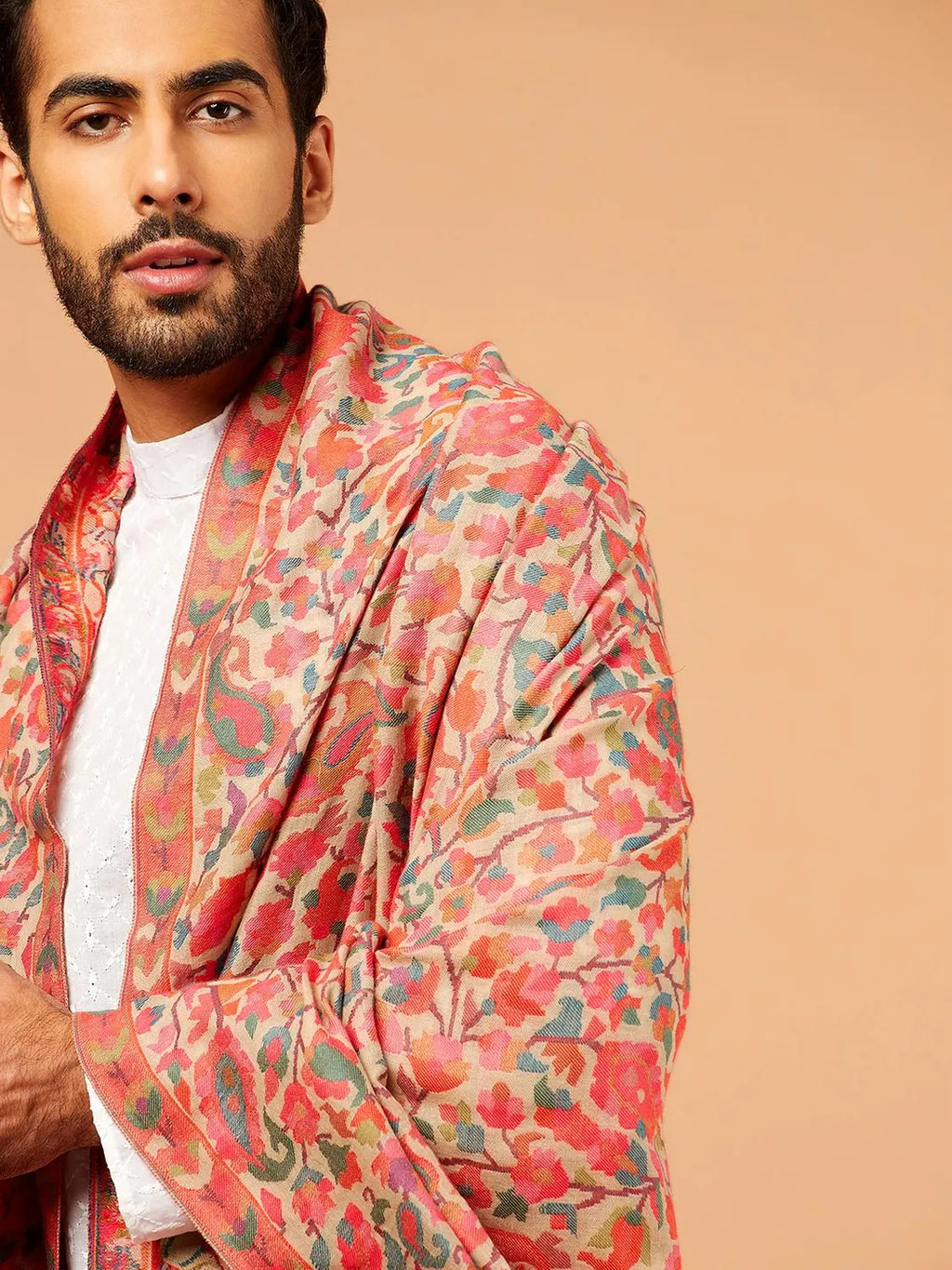 Classic Shawl Wool Blend with Kaani Pattern in Multi