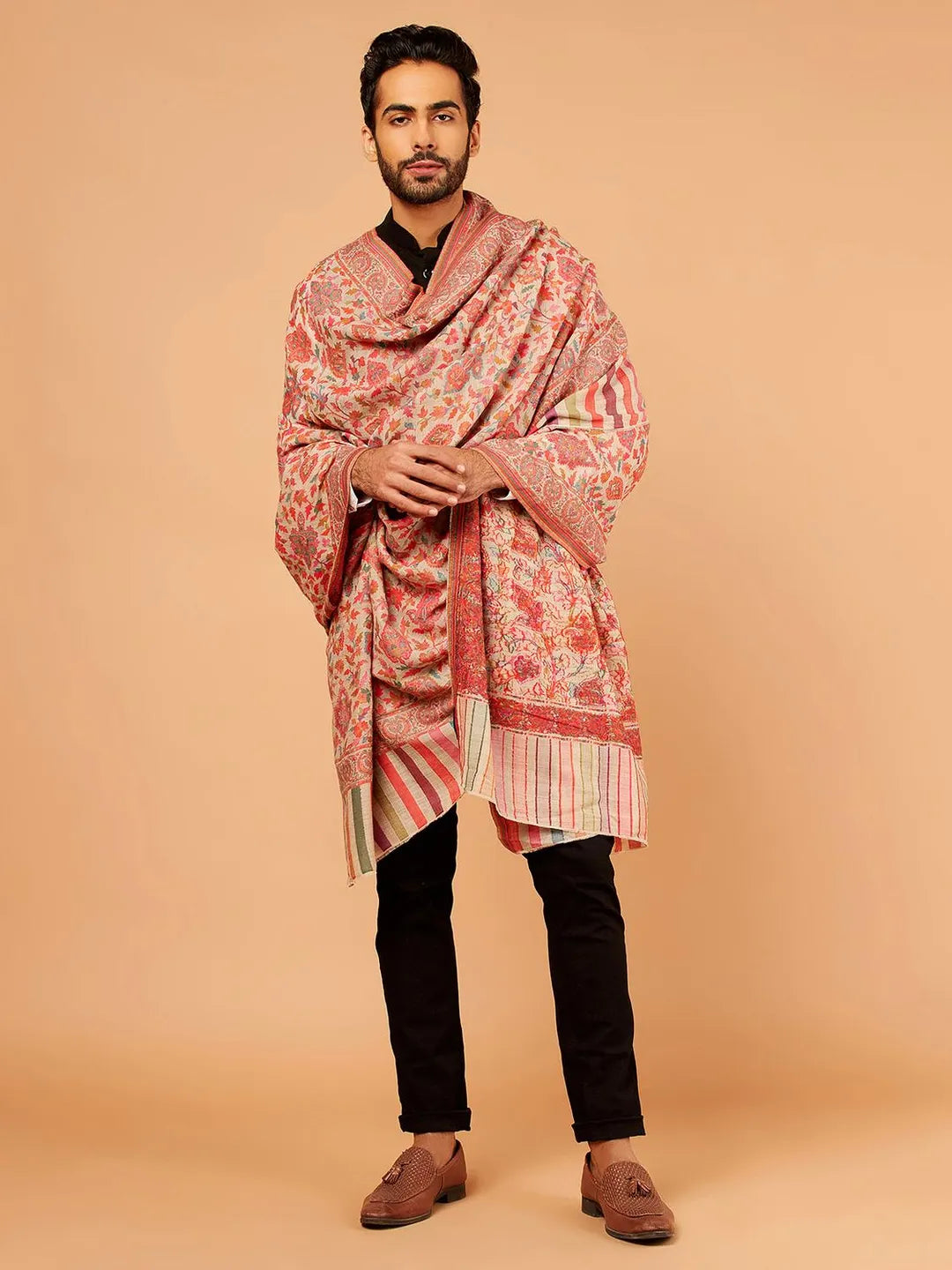 Classic Shawl Wool Blend with Kaani Pattern in Multi