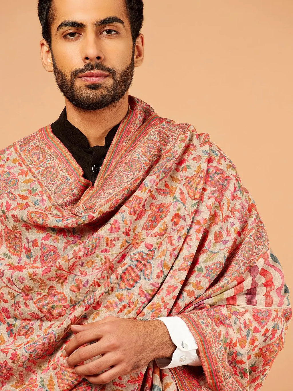 Classic Shawl Wool Blend with Kaani Pattern in Multi