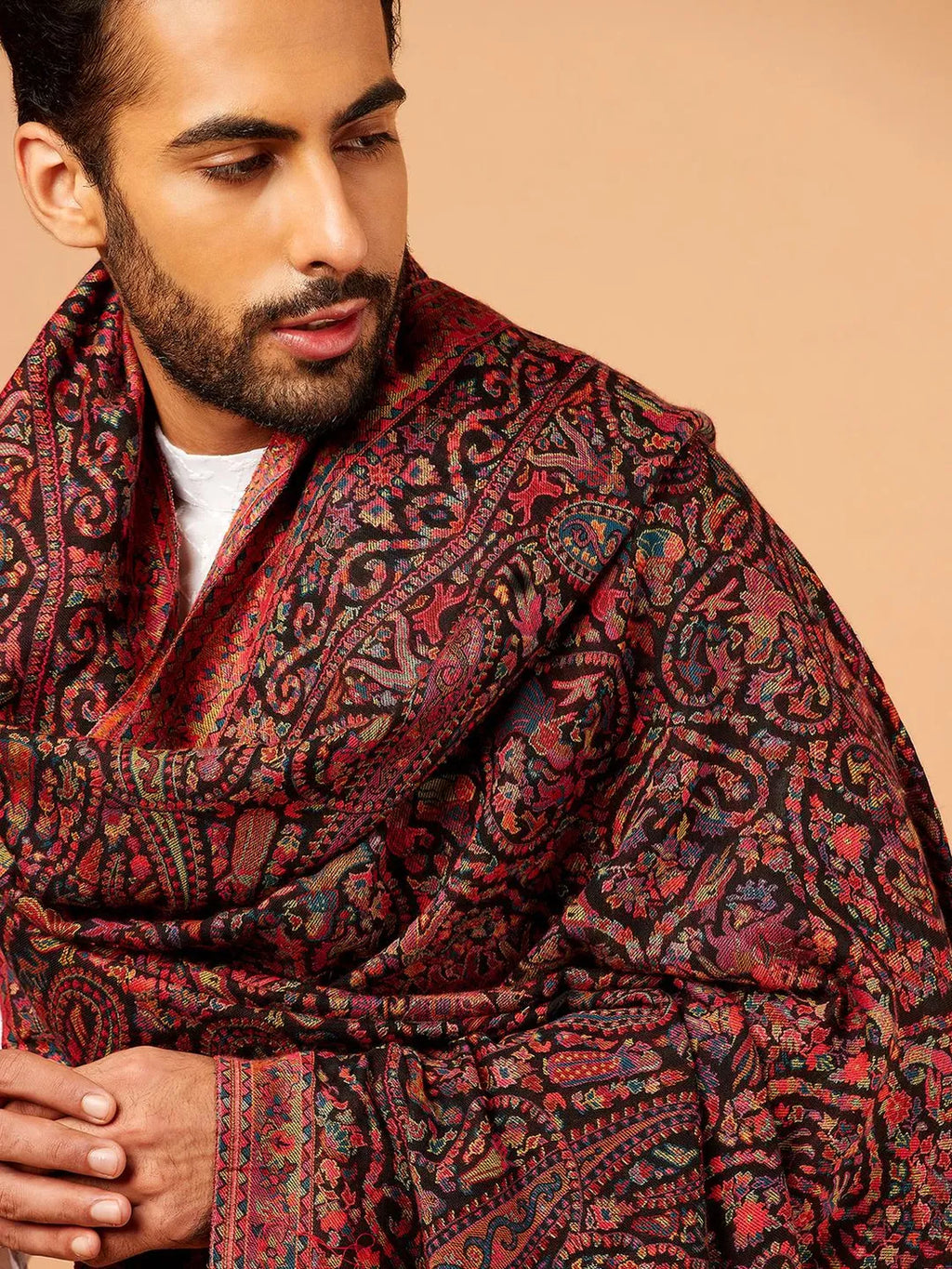 Classic Shawl Wool Blend with Kaani Pattern in Multi
