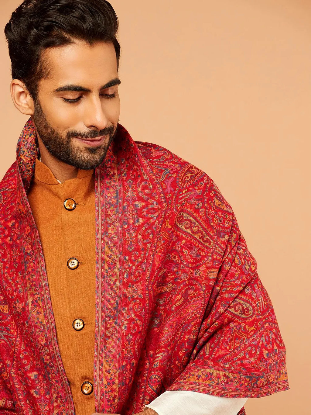 Elegant Shawl Wool Blend with Kaani Pattern in Multi