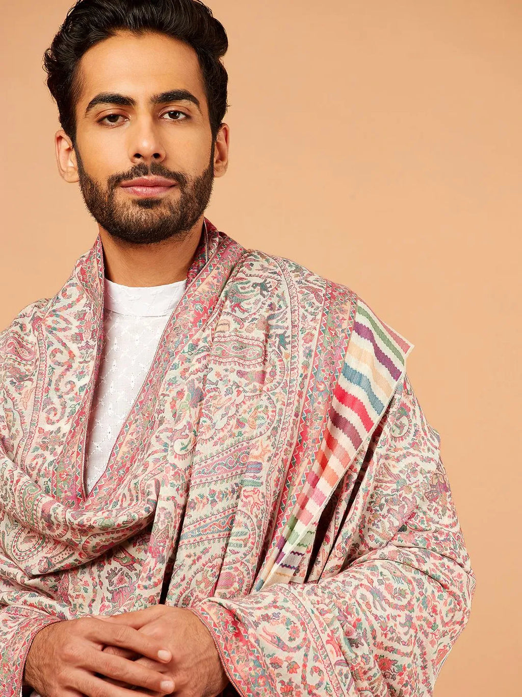 Classic Shawl Wool Blend with Kaani Pattern in Multi