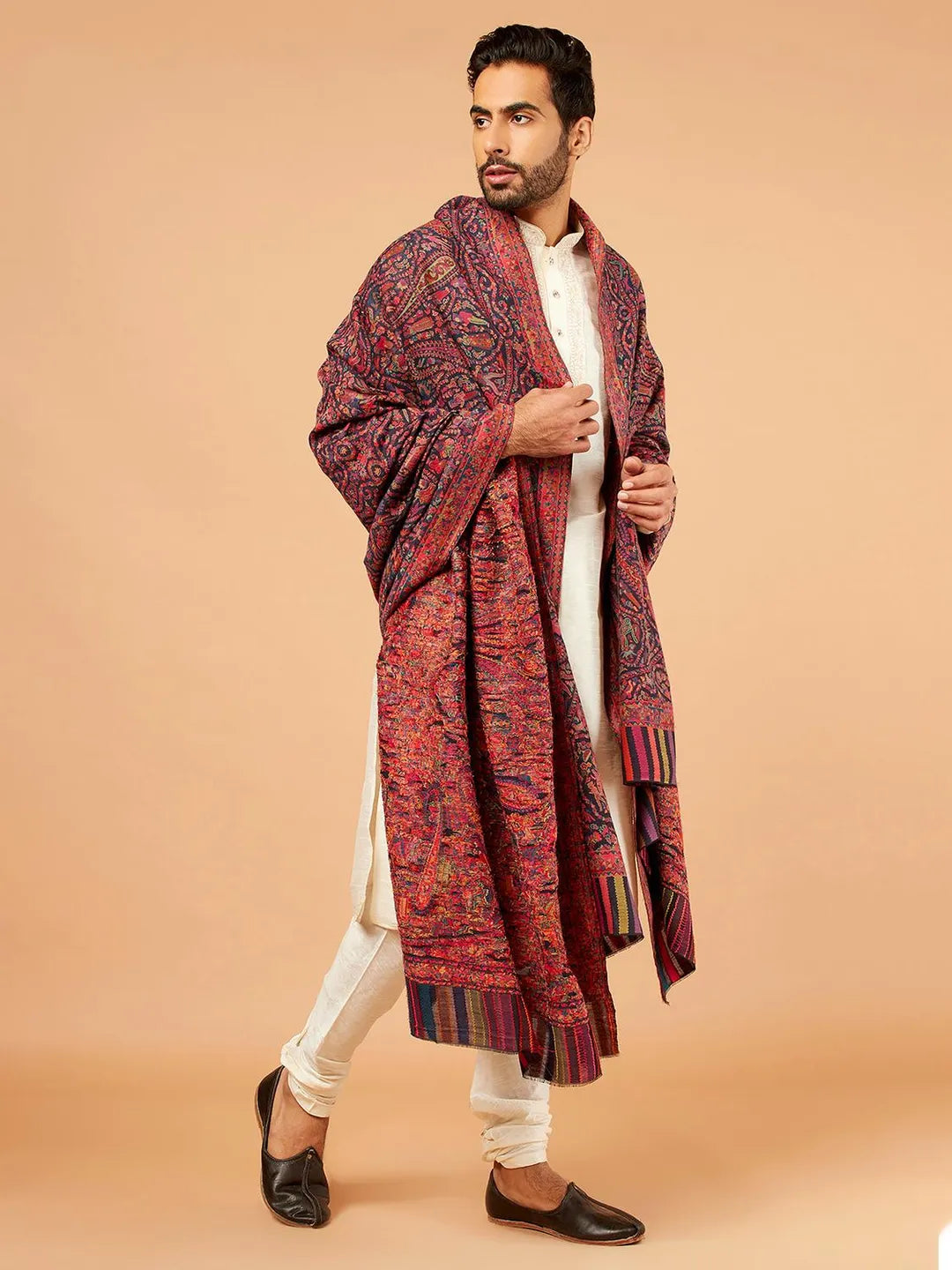 Classic Shawl Wool Blend with Kaani Pattern in Multi