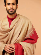 Classic Shawl Wool Blend with Kaani Pattern in Beige