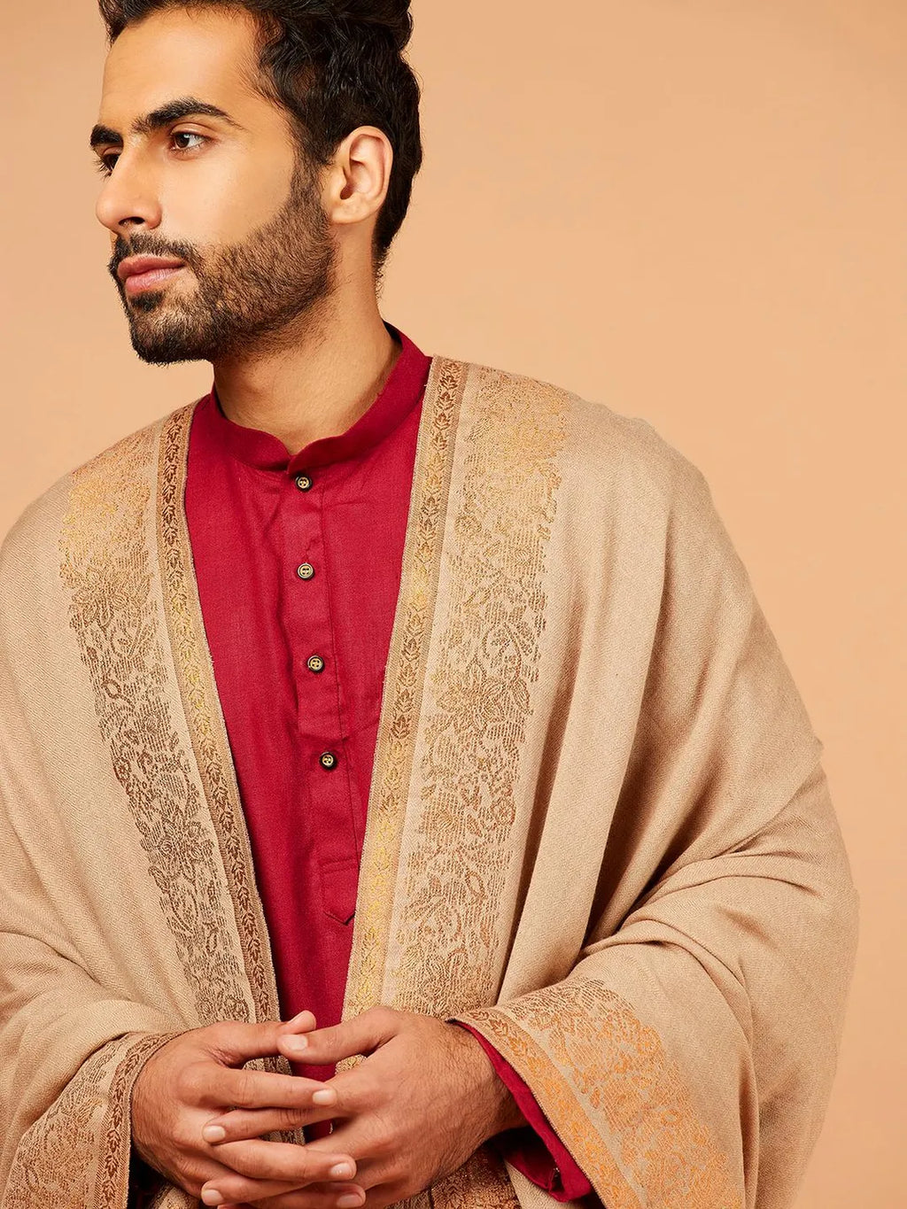 Classic Shawl Wool Blend with Kaani Pattern in Multi