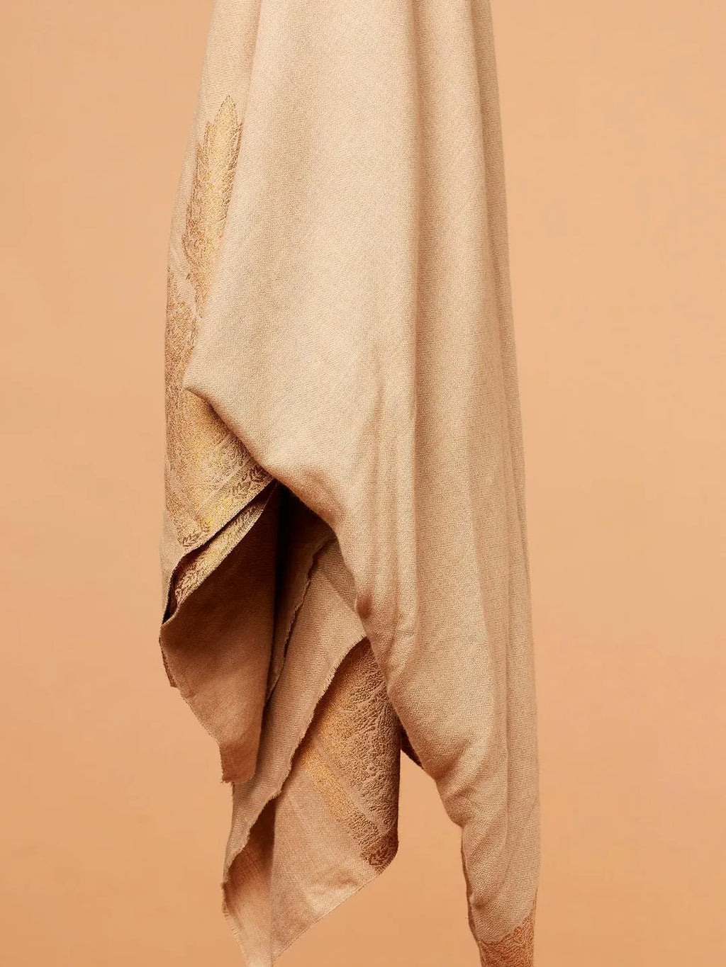 Classic Shawl Wool Blend with Kaani Pattern in Beige