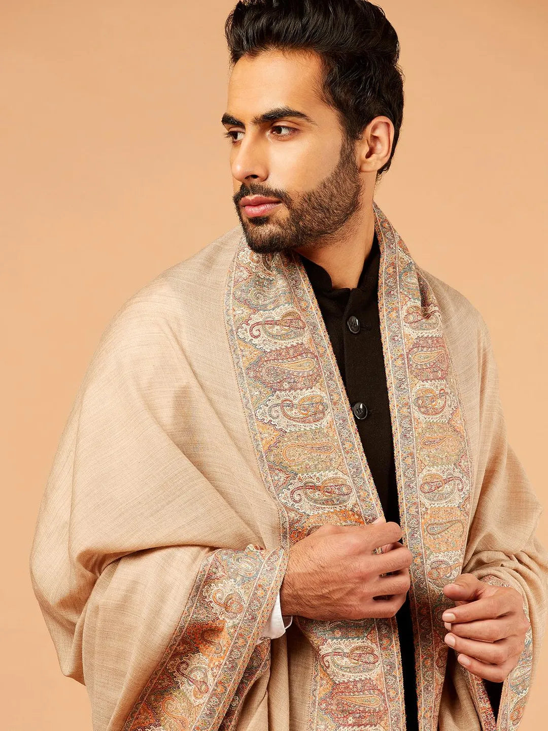 Classic Shawl Wool Blend with Kaani Pattern in Multi