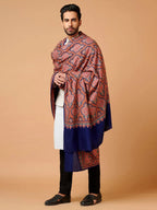 Classic Shawl Wool Blend with Gulaabdaar Jama Pattern in Blue