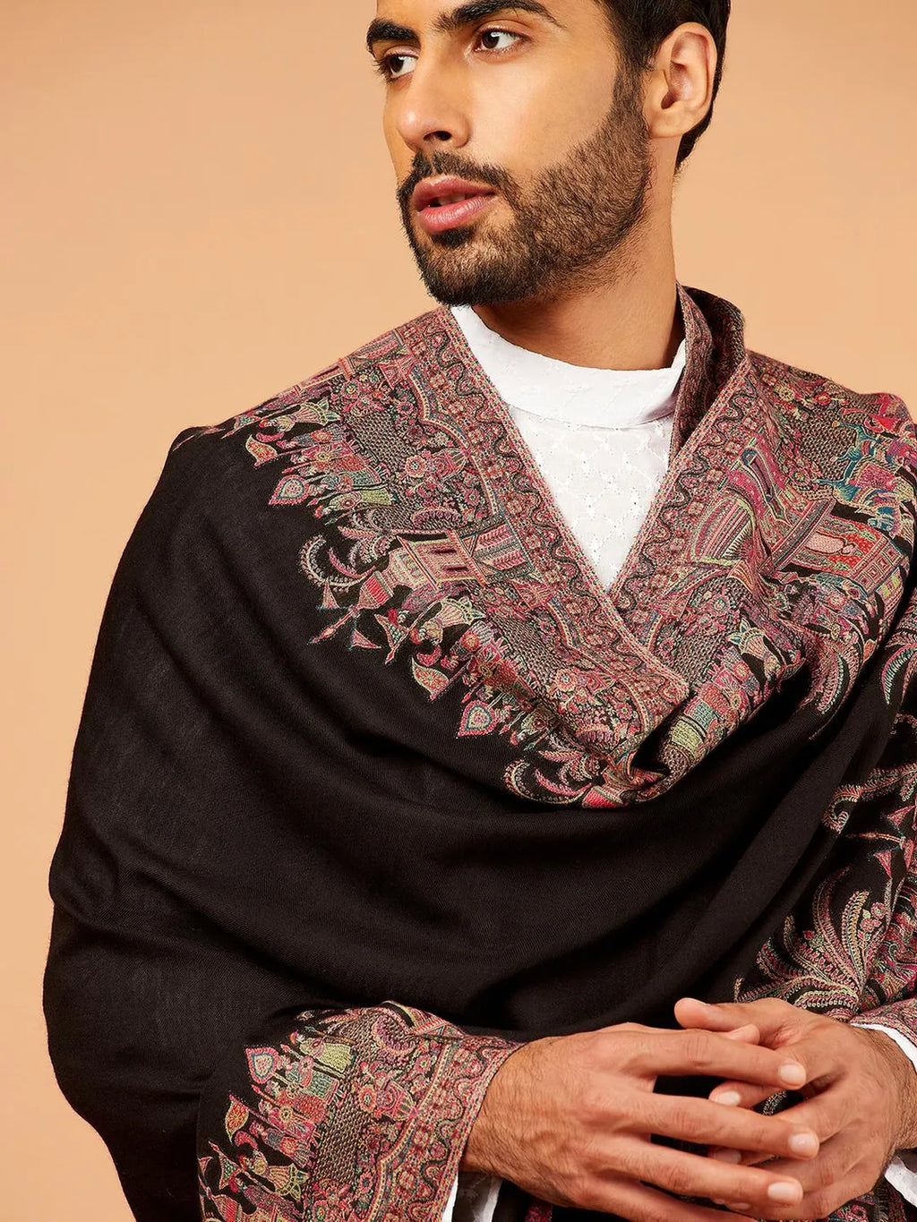 Classic Shawl Wool Blend with Kaani Pattern in Multi
