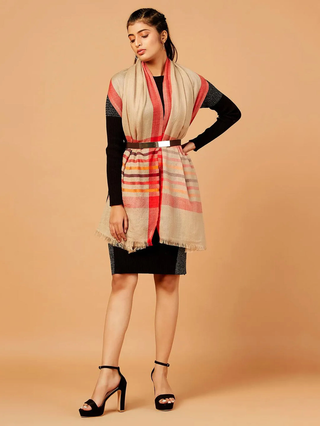 Chic Stole with Dobby Pattern in Multi