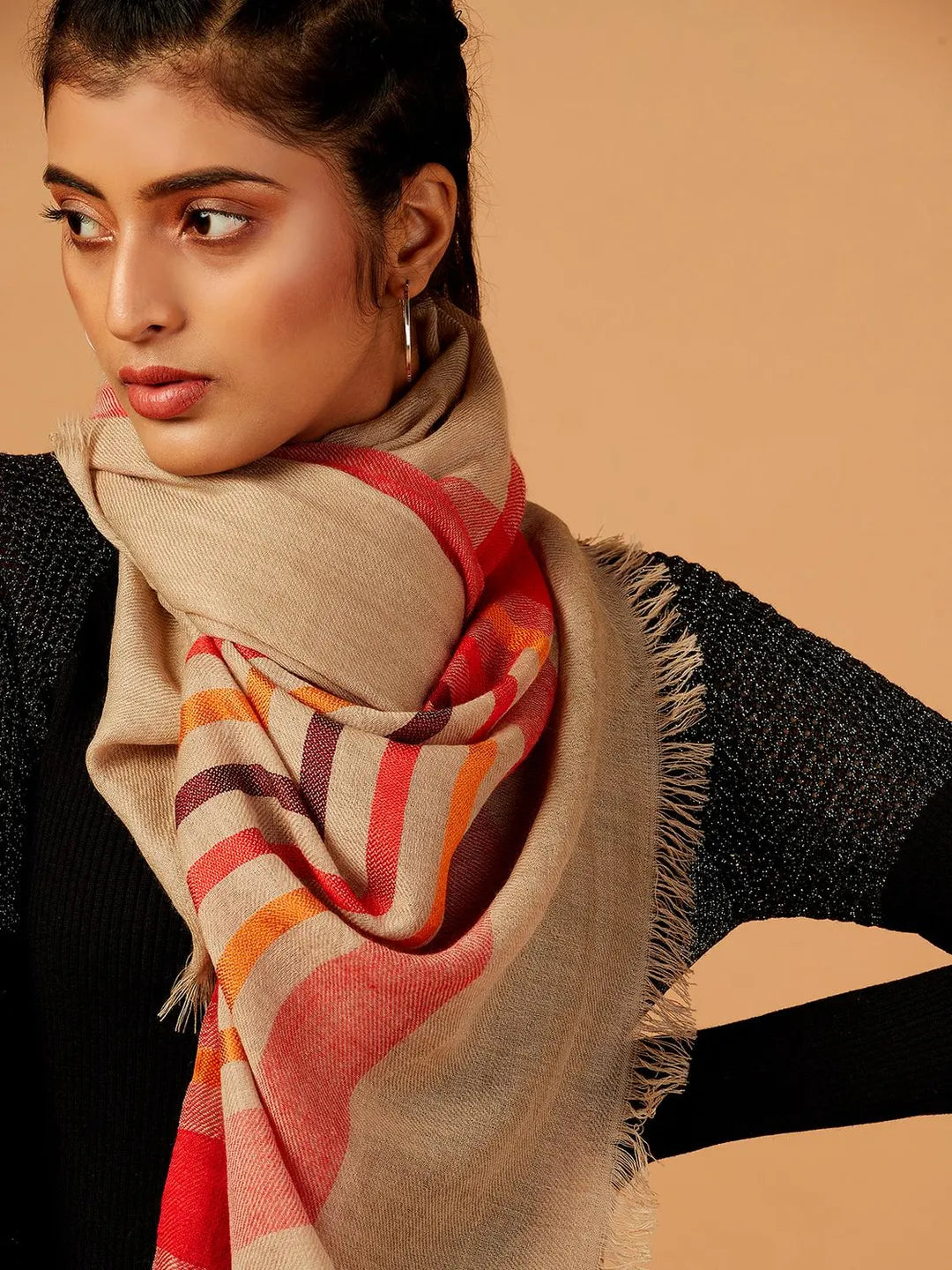 Chic Stole with Dobby Pattern in Multi