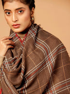 Chic Stole Wool Blend with Dobby Pattern in Brown