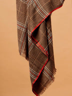 Chic Stole Wool Blend with Dobby Pattern in Brown