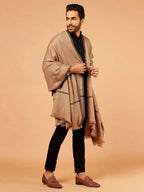 Classic Shawl Wool Blend with Gents Brown Solid with Black Border