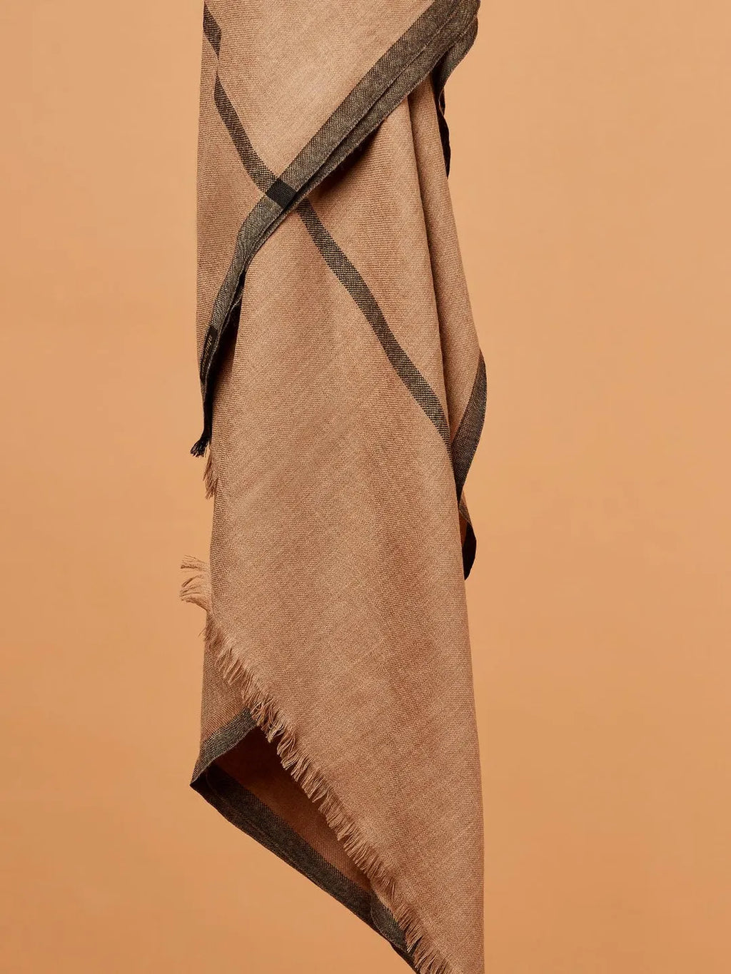 Classic Shawl Wool Blend with Gents Brown Solid with Black Border
