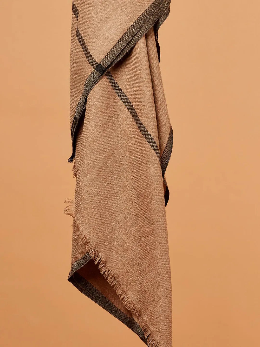 Classic Shawl Wool Blend with Gents Brown Solid with Black Border