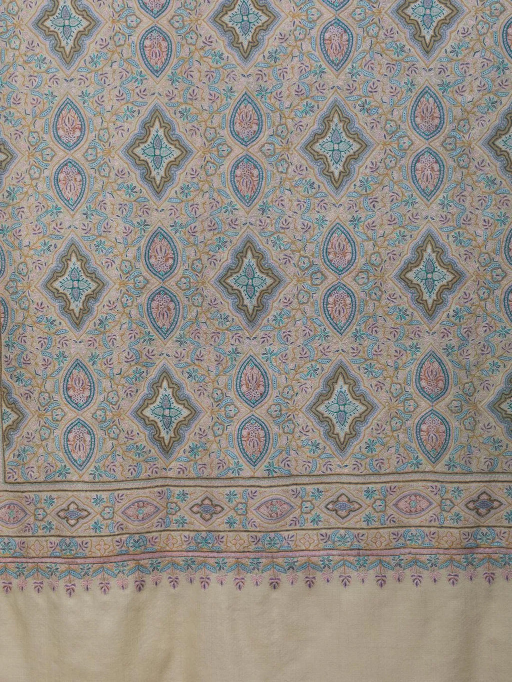 Classic Handloom Pashmina Shawl Jama Embroidery in White