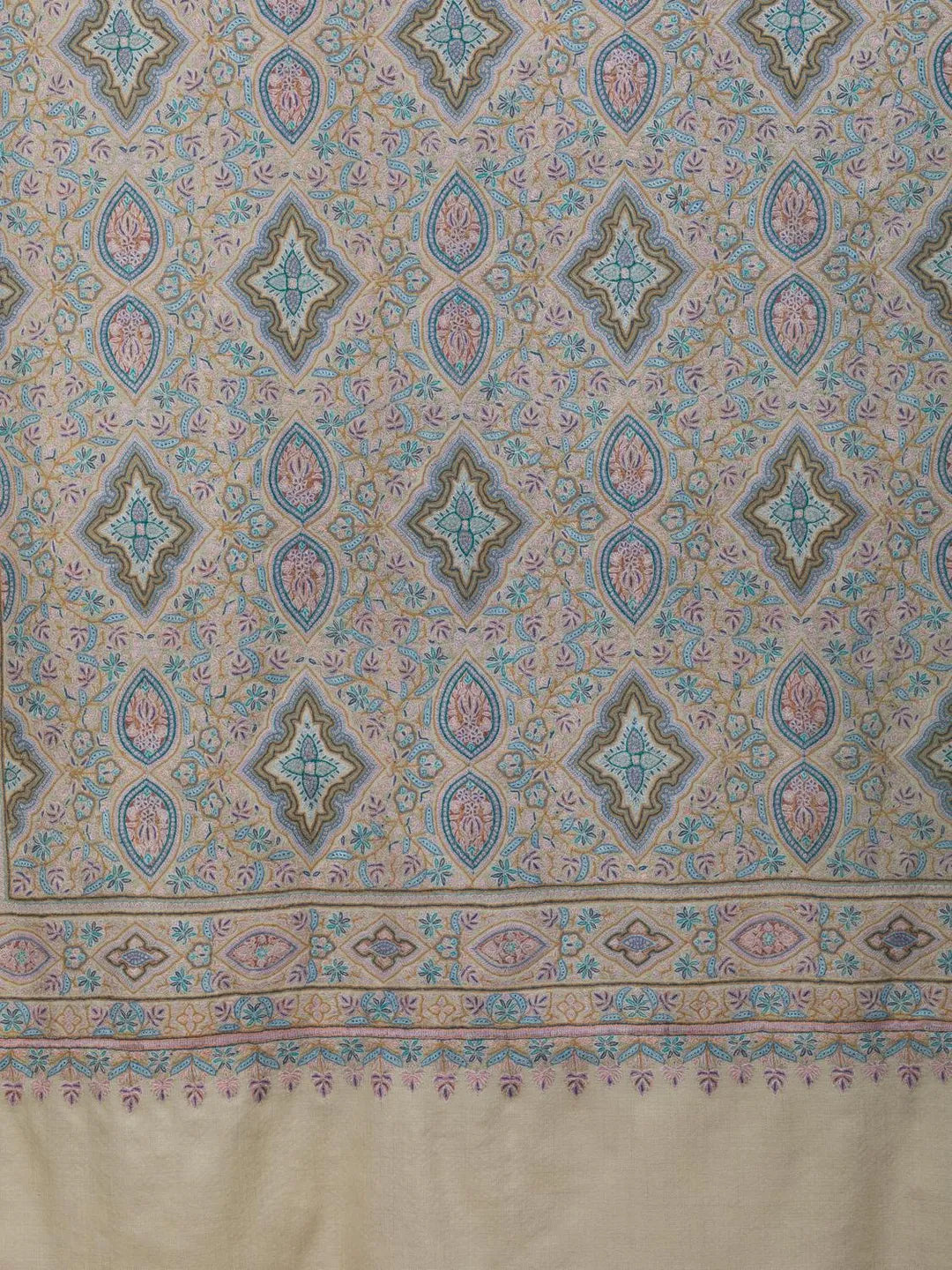 Classic Handloom Pashmina Shawl Jama Embroidery in White