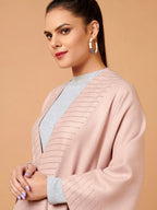 Comfort-Fit Poncho with Ponchu Pattern in Pink