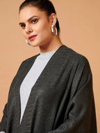 Comfort-Fit Poncho with Ponchu Pattern in Grey