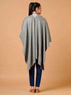 Comfort-Fit Poncho with Ponchu Pattern in Grey