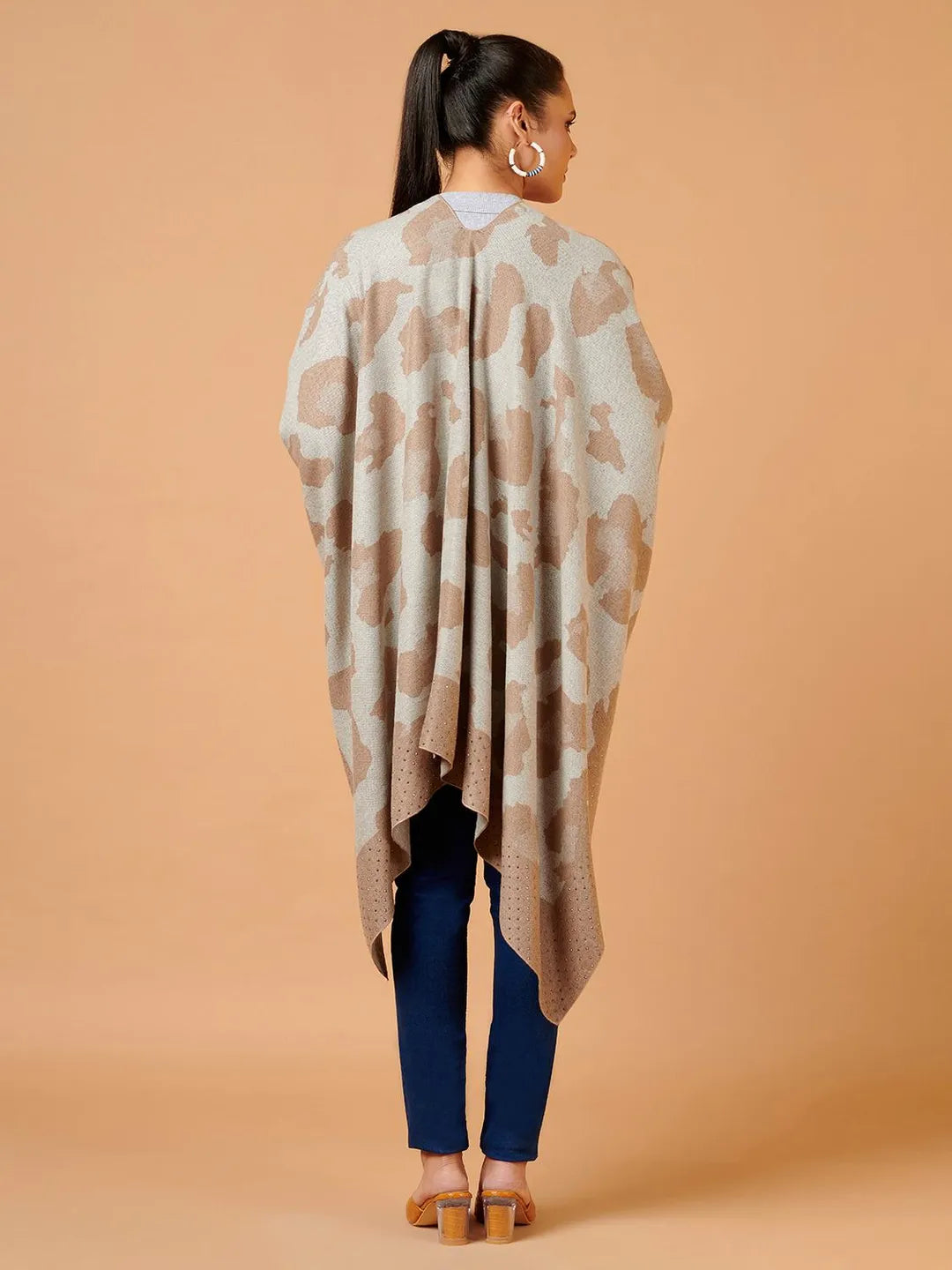 Comfort-Fit Poncho with Ponchu Pattern in Multi