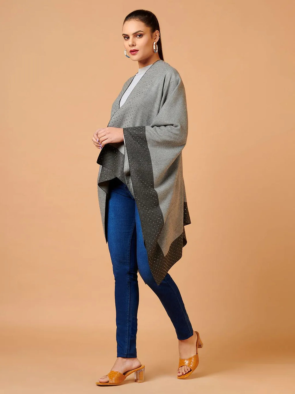 Comfort-Fit Poncho with Ponchu Pattern in Multi