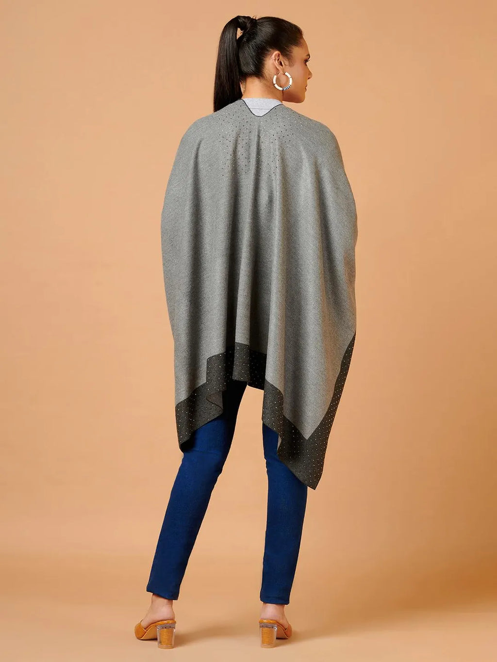 Comfort-Fit Poncho with Ponchu Pattern in Multi