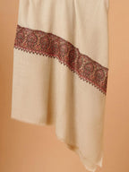 Classic Shawl Wool Blend with Aari Embroidery Pattern in Beige