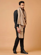 Elegant Shawl Wool Blend with Gents Kaani Pattern in Beige