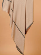 Elegant Shawl Wool Blend with Gents Kaani Pattern in Beige