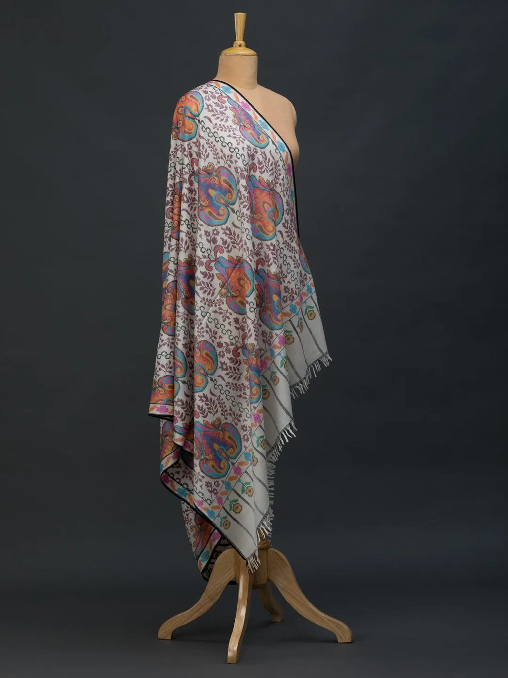 Elegant Handloom Pashmina Shawl in White