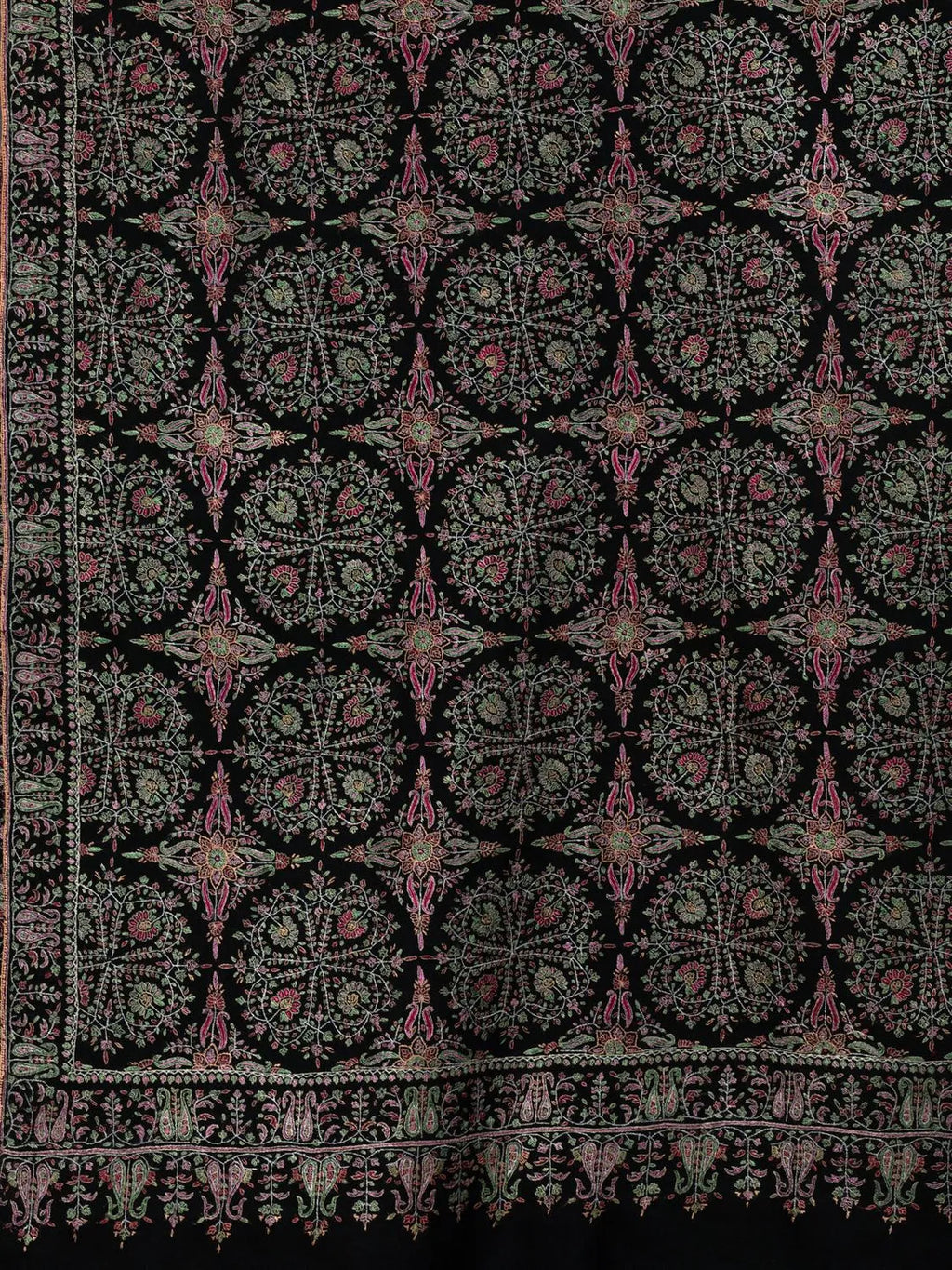 Elegant Handloom Pashmina Shawl Jama Embroidery in Black