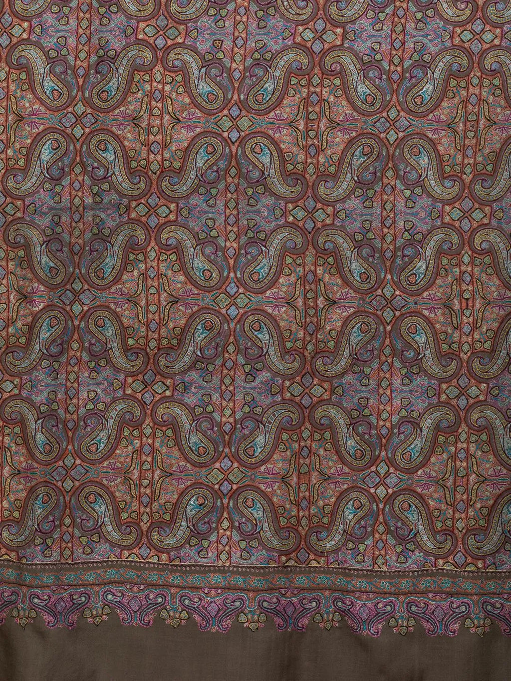 Classic Handloom Pashmina Shawl Jama Embroidery in Beige