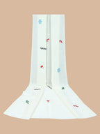 Chic Stole Wool Blend with Christmas Pattern in White