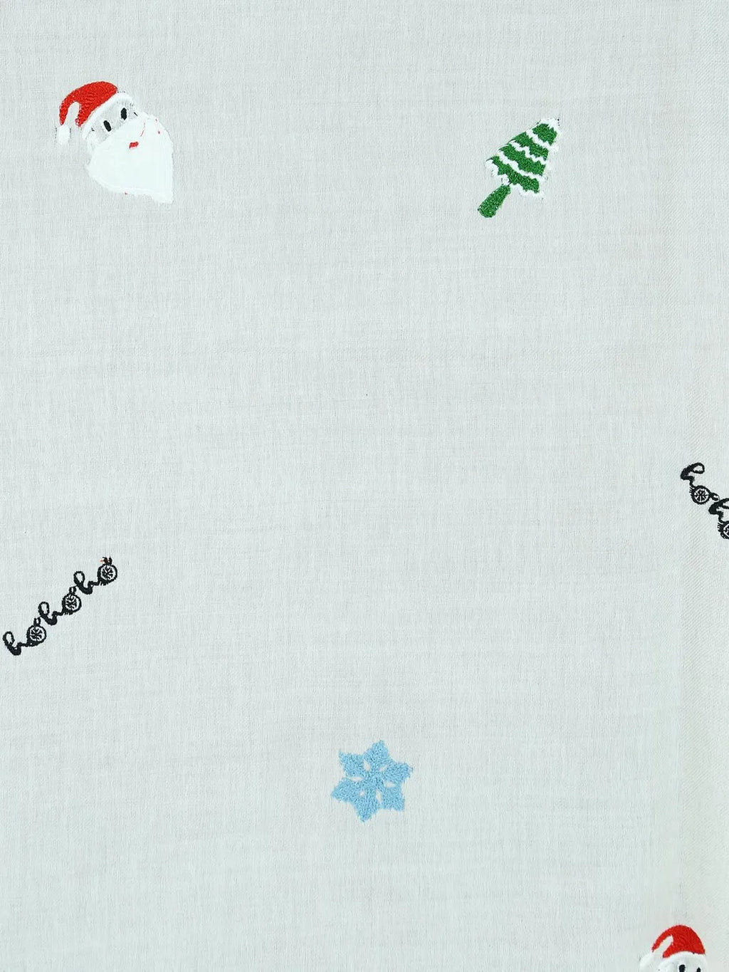 Chic Stole Wool Blend with Christmas Pattern in White