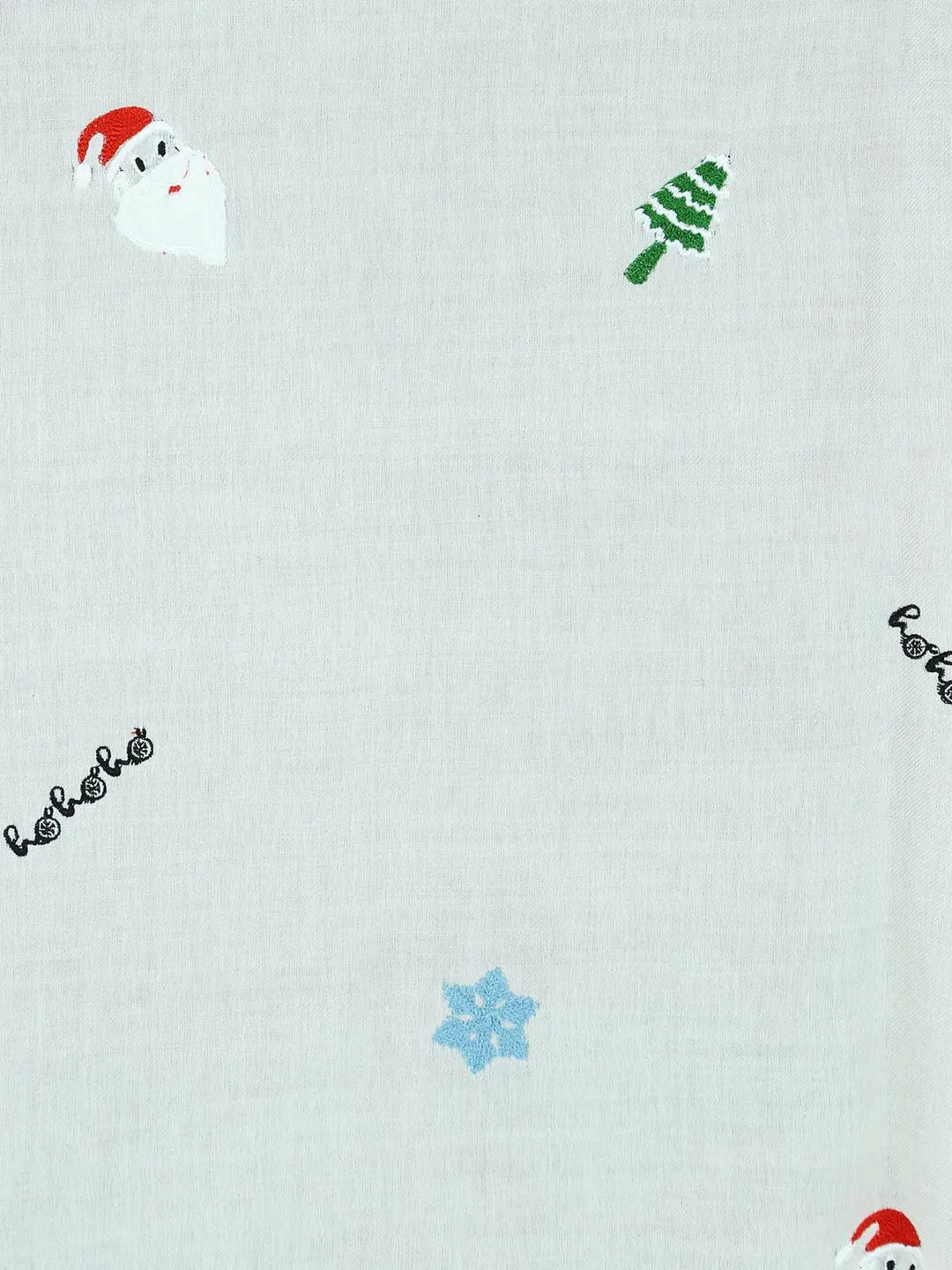 Chic Stole Wool Blend with Christmas Pattern in White