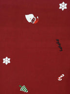 Elegant Stole Wool Blend with Christmas Pattern in Red