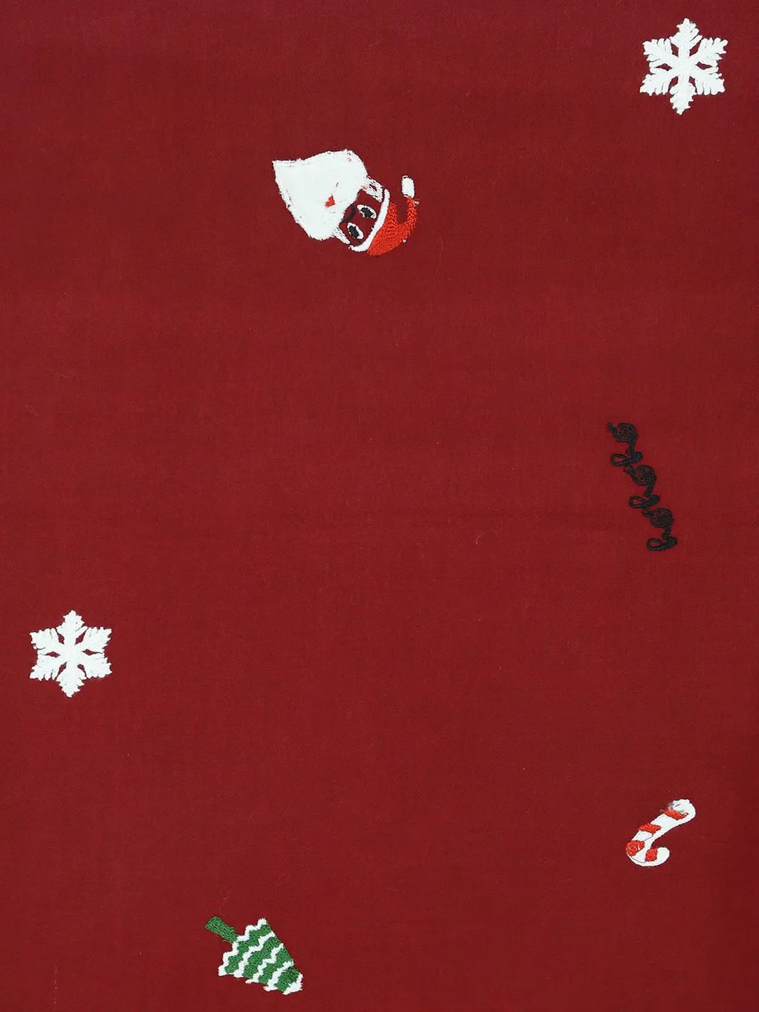 Elegant Stole Wool Blend with Christmas Pattern in Red