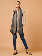 Elegant Stole Wool Blend with Dobby Pattern in Grey