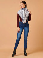 Chic Stole Wool Blend with Dobby Pattern in Grey