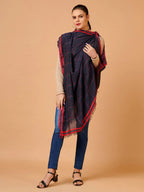 Elegant Shawl Wool Blend with Dobby Pattern in Blue