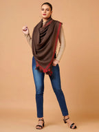 Elegant Shawl Wool Blend with Dobby Pattern in Brown