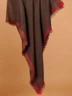 Elegant Shawl Wool Blend with Dobby Pattern in Brown