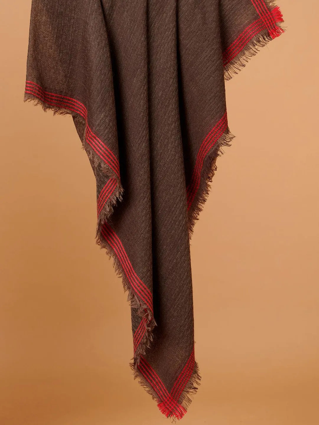 Elegant Shawl Wool Blend with Dobby Pattern in Brown