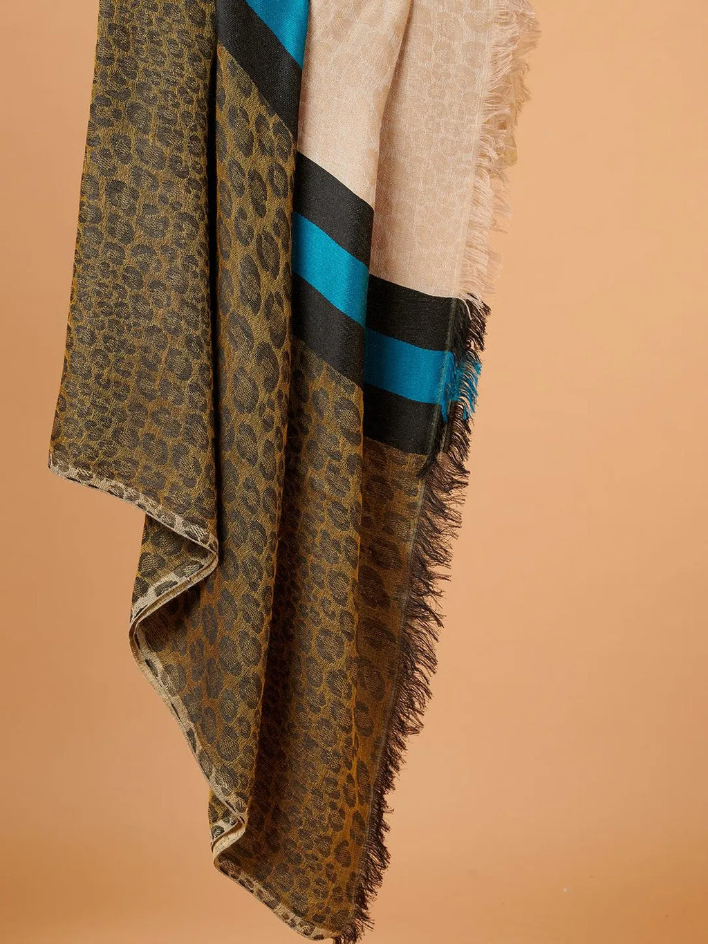 Classic Shawl Wool Blend with Dobby Pattern in Multi