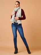 Elegant Shawl Wool Blend with Dobby Pattern in Grey